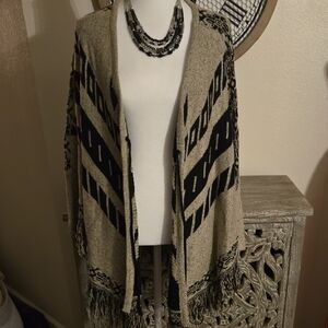 Elegant Black and Cream Women's Poncho